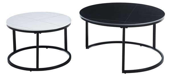 Set kulatých konferenčních stolků TIBUR - černý / bílý