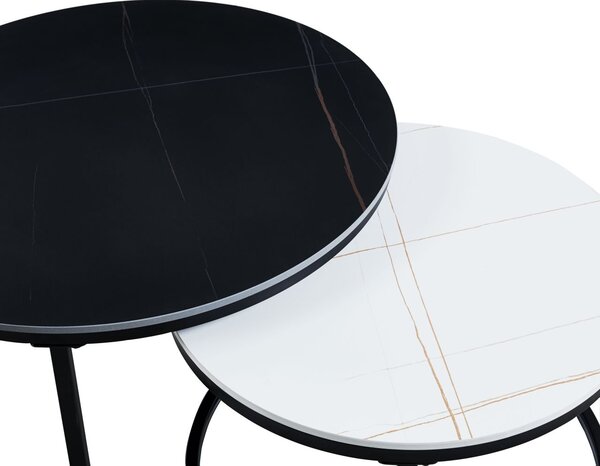 Set kulatých konferenčních stolků TIBUR - černý / bílý