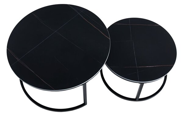 Set kulatých konferenčních stolků TIBUR - černý