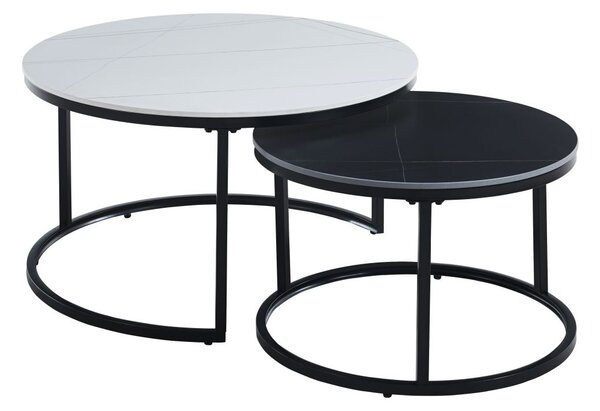 Set kulatých konferenčních stolků TIBUR - bílý / černý