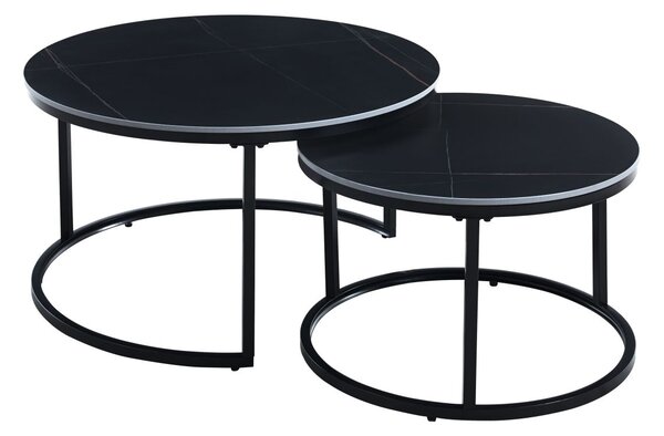 Set kulatých konferenčních stolků TIBUR - černý