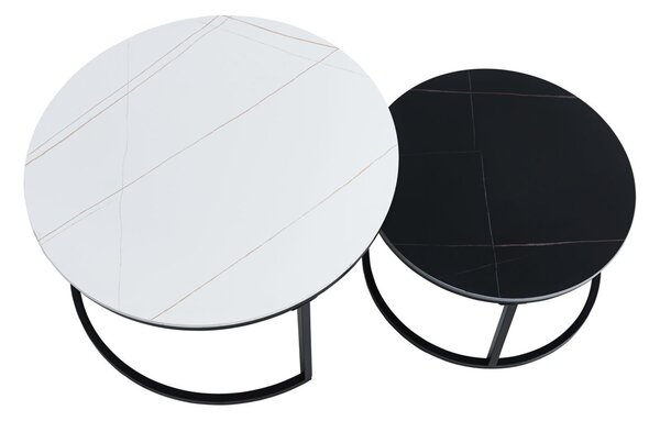 Set kulatých konferenčních stolků TIBUR - bílý / černý