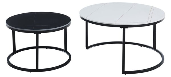 Set kulatých konferenčních stolků TIBUR - bílý / černý