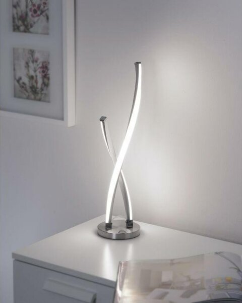 PAUL NEUHAUS LED stolní lampa barva ocel v zakřiveném designu 3000K PN 9141-55