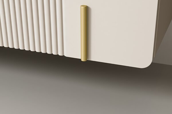 Závěsný TV stolek Malmi 150 cm - kašmírový / crema bianca / zlatý