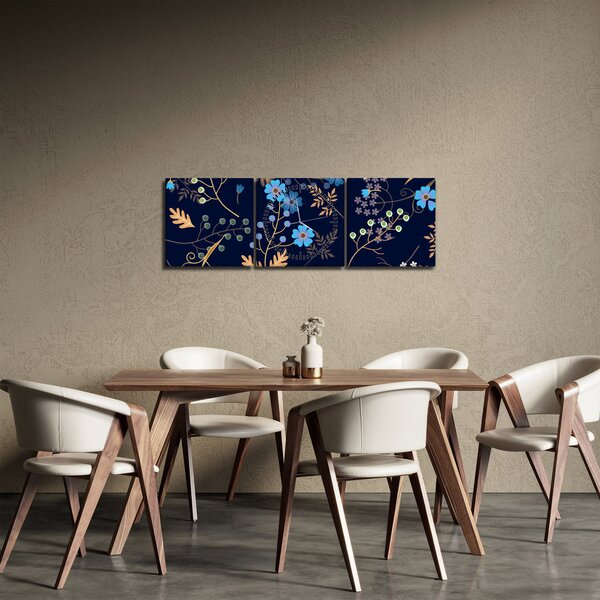 Obraz - Podzimní květiny (s hodinami) (90x30 cm)