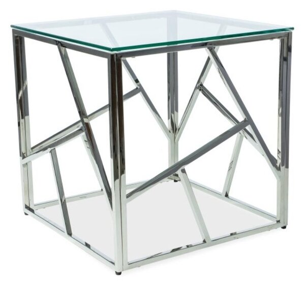 Konferenční stolek Escada čtvercový, čirá / stříbrná