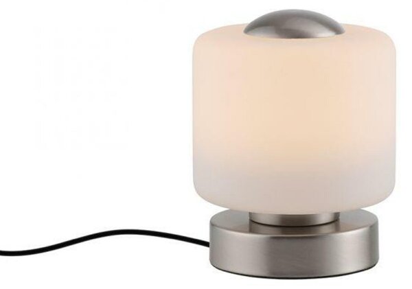 PAUL NEUHAUS LED stolní lampa stříbrná, kruhová, dotykový stmívač, nadčasový design 3000K