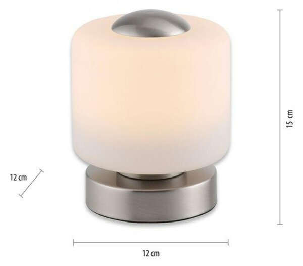 PAUL NEUHAUS LED stolní lampa stříbrná, kruhová, dotykový stmívač, nadčasový design 3000K
