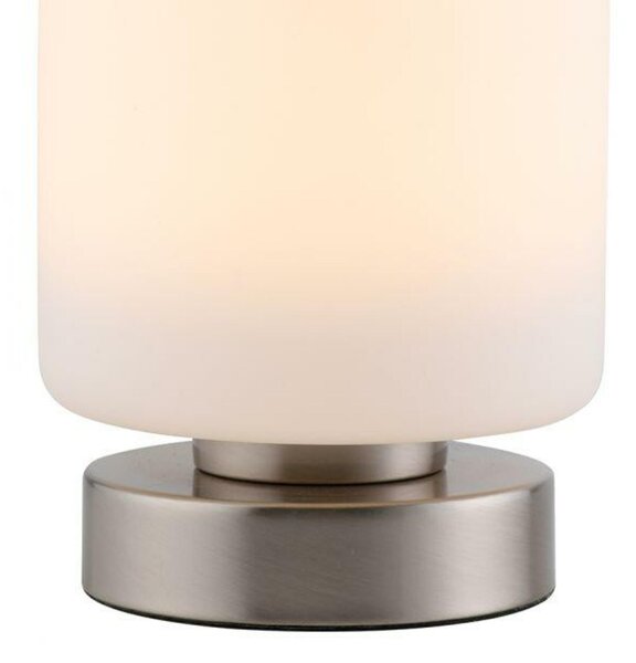 PAUL NEUHAUS LED stolní lampa stříbrná, kruhová, dotykový stmívač, nadčasový design 3000K
