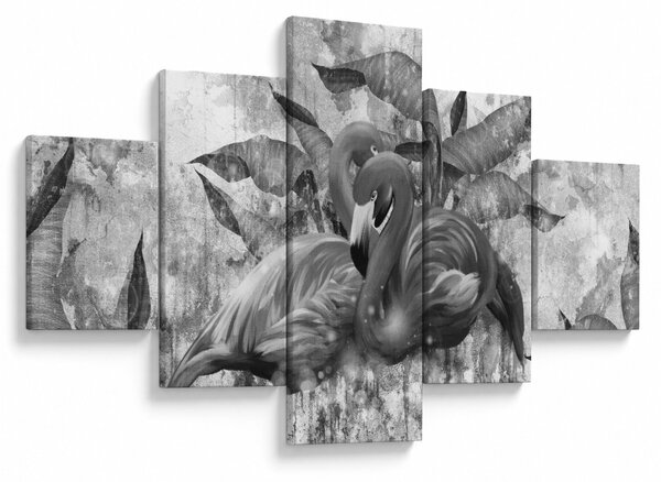 Obraz - Plameňáci graffiti (125x70 cm)