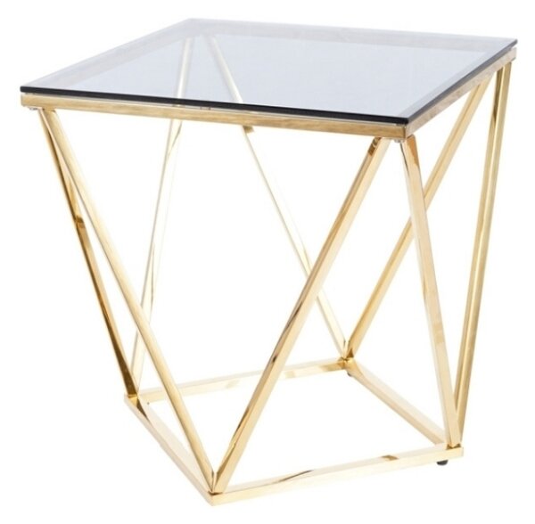 Konferenční stolek Silver B 50 x 50 cm, čirá / zlatá