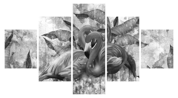 Obraz - Plameňáci graffiti (125x70 cm)