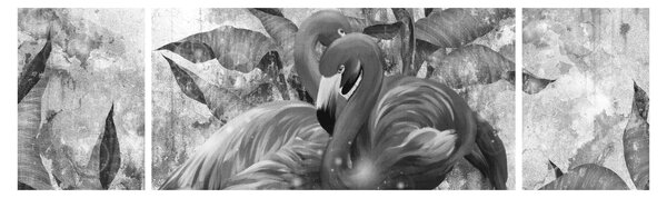 Obraz - Plameňáci graffiti (170x50 cm)