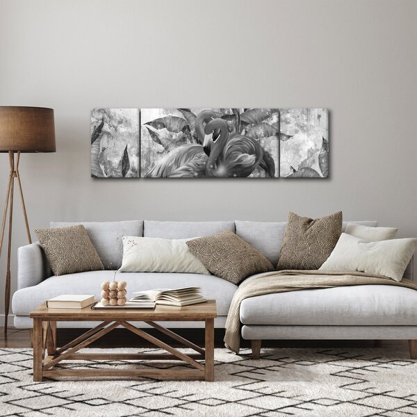 Obraz - Plameňáci graffiti (170x50 cm)
