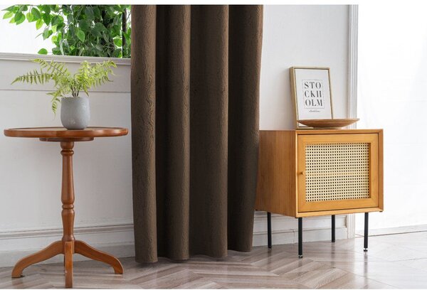 Zatemňovací závěs DUNES VELVET 140x250 cm, hnědý Zavěšení: Řasící páska