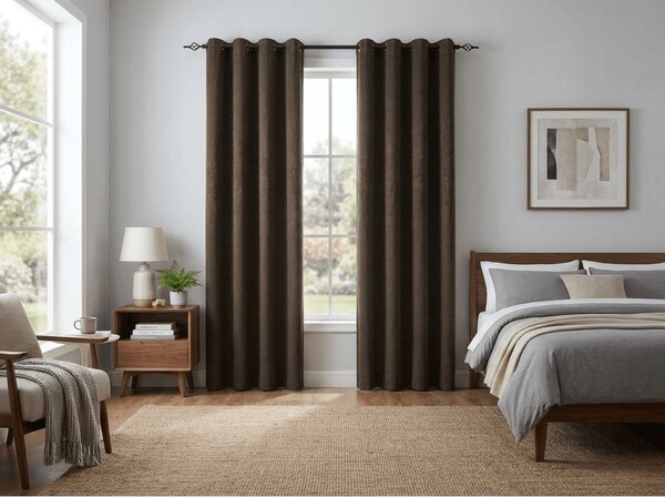 Zatemňovací závěs DUNES VELVET 140x250 cm, hnědý Zavěšení: Řasící páska