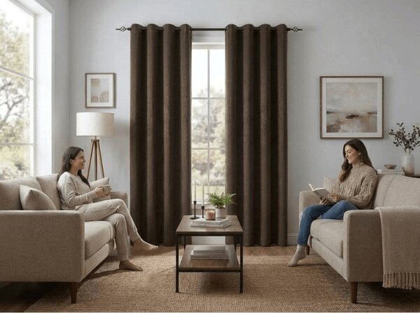 Zatemňovací závěs DUNES VELVET 140x250 cm, hnědý Zavěšení: Řasící páska