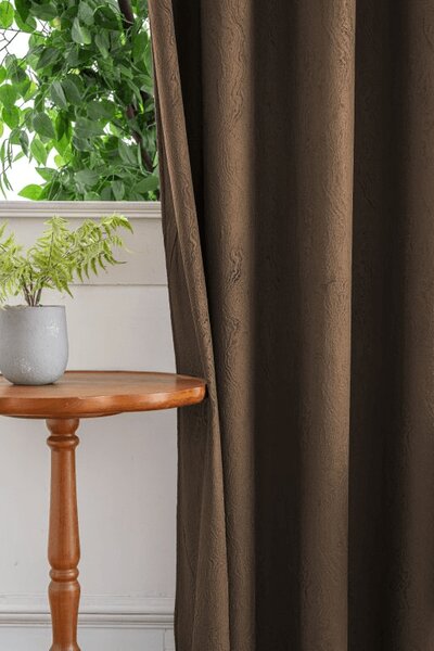 Zatemňovací závěs DUNES VELVET 140x250 cm, hnědý Zavěšení: Řasící páska