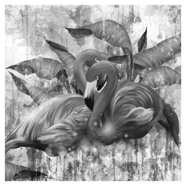 Obraz - Plameňáci graffiti (30x30 cm)