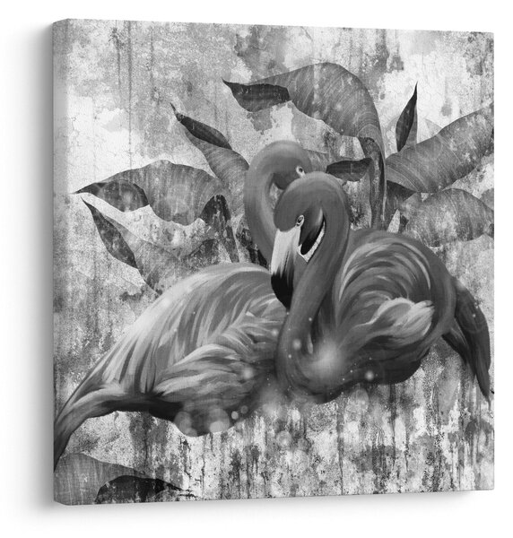 Obraz - Plameňáci graffiti (30x30 cm)