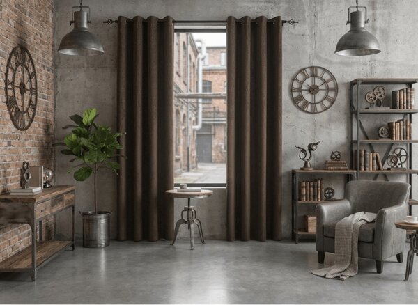Zatemňovací závěs DUNES VELVET 140x250 cm, hnědý Zavěšení: Řasící páska