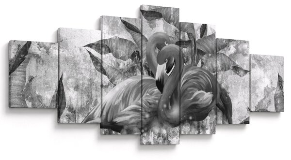 Obraz - Plameňáci graffiti (210x100 cm)