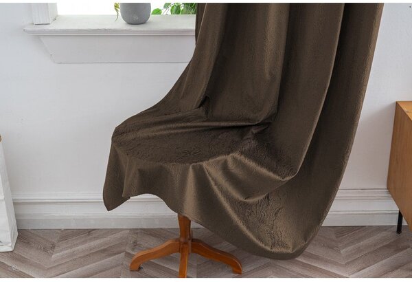 Zatemňovací závěs DUNES VELVET 140x250 cm, hnědý Zavěšení: Řasící páska