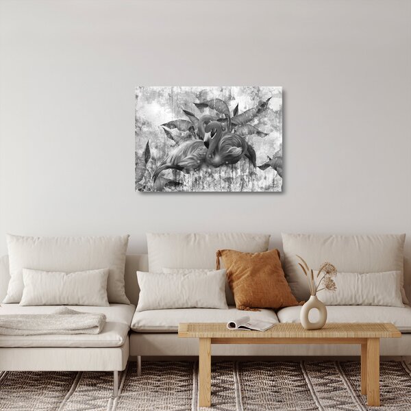 Skleněný obraz - Plameňáci graffiti (70x50 cm)