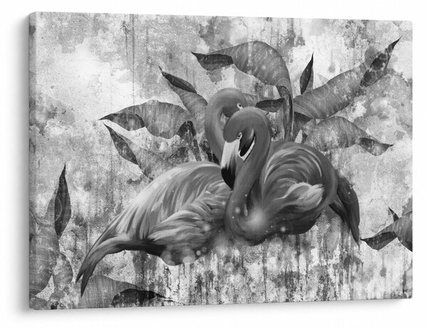 Obraz - Plameňáci graffiti (70x50 cm)