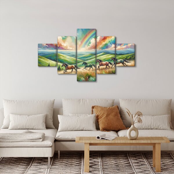 Obraz - Koni cválající krajinou (125x70 cm)