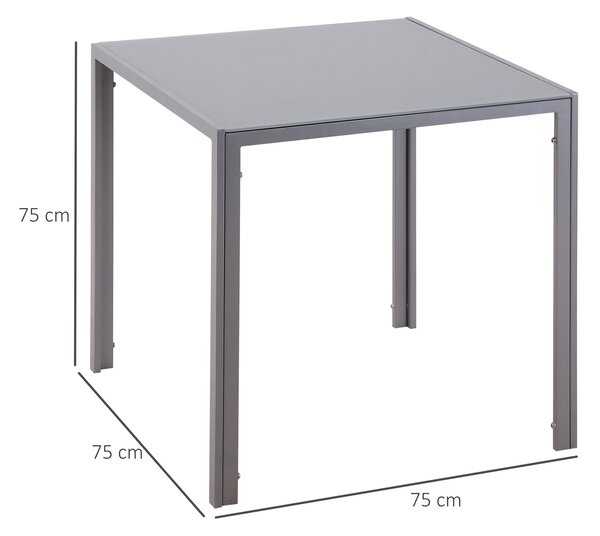 Jídelní stůl HOMCOM 75 x 75 cm, čtvercový kuchyňský stůl pro 4 osoby, jídelní stůl z tvrzeného skla s kovovými nohami, moderní stůl do kuchyně, jídeln