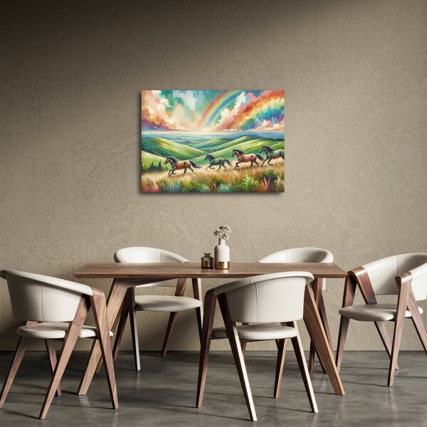 Obraz - Koni cválající krajinou (70x50 cm)