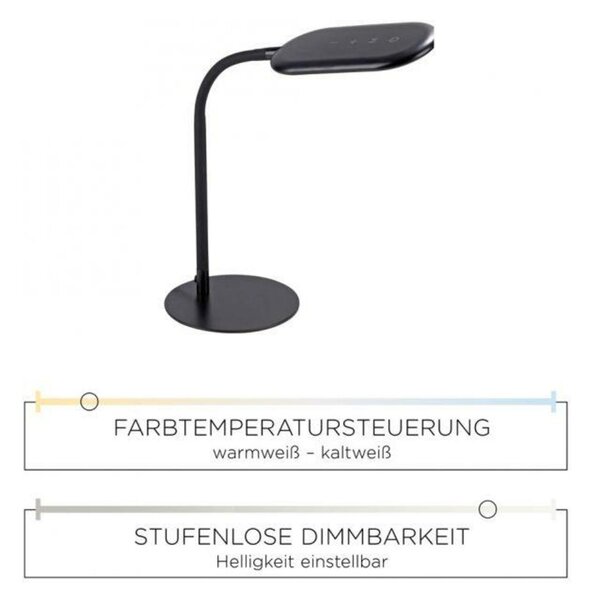 LEUCHTEN DIREKT is JUST LIGHT LED stolní lampa, černá, CCT, stmívatelné, do interiéru, IP20 3000-6000K