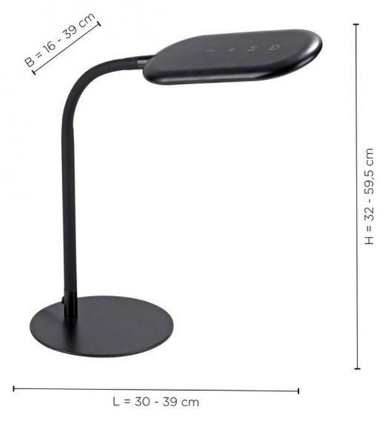 LEUCHTEN DIREKT is JUST LIGHT LED stolní lampa, černá, CCT, stmívatelné, do interiéru, IP20 3000-6000K