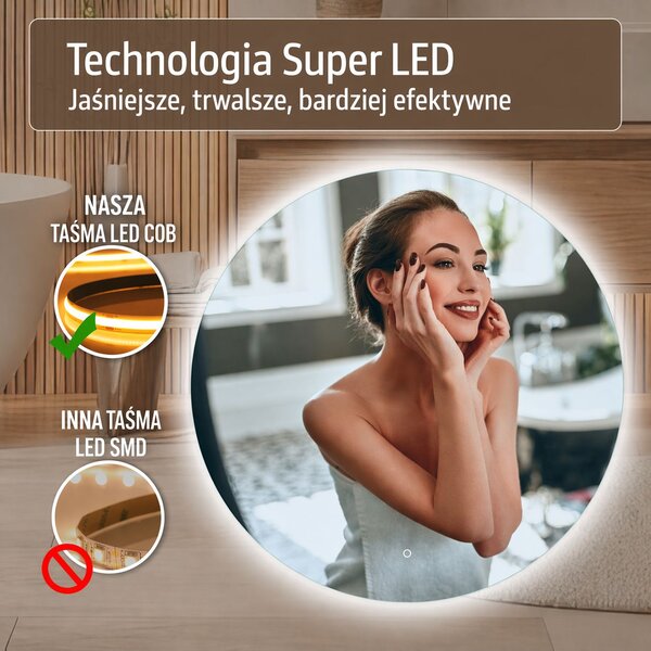 Venti Koło Led zrcadlo 50x50 cm kulatý s osvětlením 5905951180212
