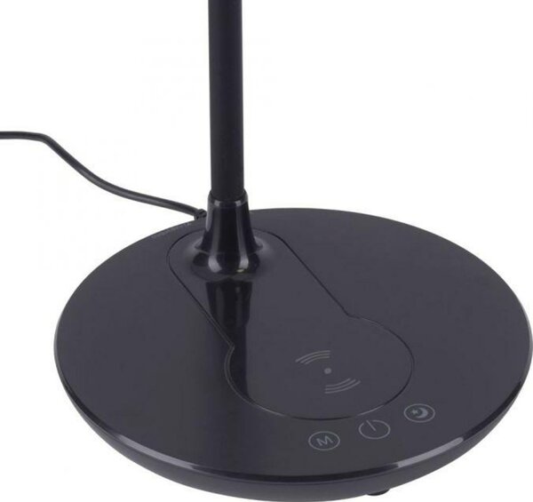 LEUCHTEN DIREKT is JUST LIGHT LED stolní lampa, černá, krokově stmívatelné, CCT, vč. nabíjení pro telefony 3000-5500K