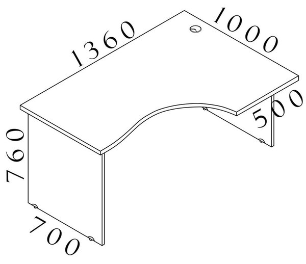 Rohový stůl Visio LUX 136 x 100 cm, pravý, ořech