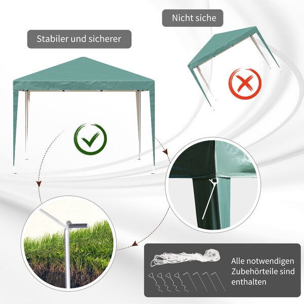 Outsunny Pavilon přibližně 3x3m, voděodolný stabilní zimní skládací pavilon, UV ochrana, skládací párty stan s taškou, zahradní pavilon pro kempování