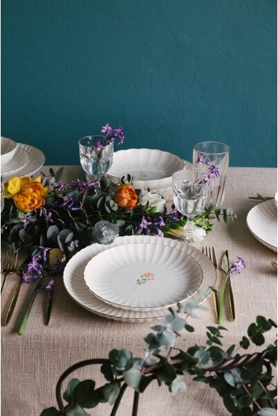 Jídelní sada 27 ks bílá/zlatá/porcelán