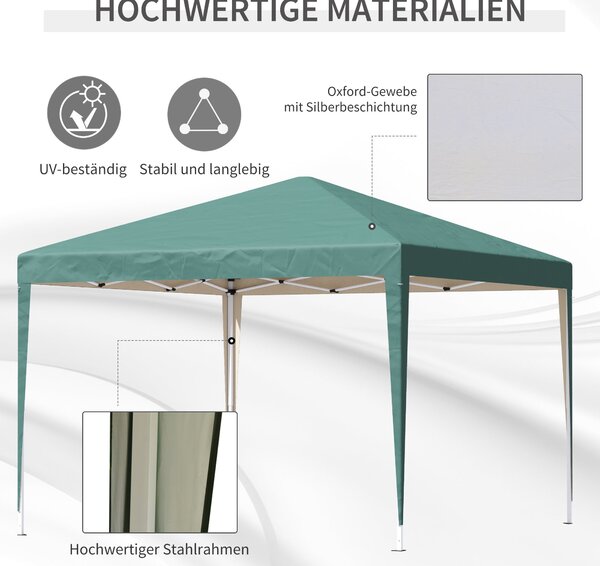 Outsunny Pavilon přibližně 3x3m, voděodolný stabilní zimní skládací pavilon, UV ochrana, skládací párty stan s taškou, zahradní pavilon pro kempování