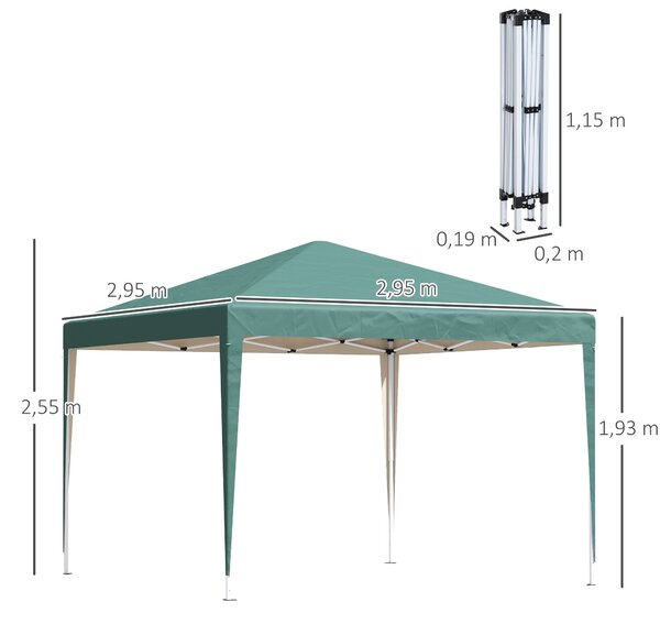 Outsunny Pavilon přibližně 3x3m, voděodolný stabilní zimní skládací pavilon, UV ochrana, skládací párty stan s taškou, zahradní pavilon pro kempování