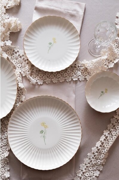 Jídelní sada 27 ks bílá/zlatá/porcelán