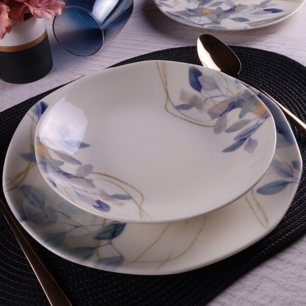 Jídelní sada 24 ks bílá/modrá/porcelán
