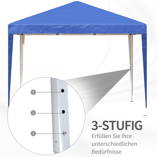 Pavilon Outsunny cca 3x3m, vodoodpudivý stabilní zimní skládací pavilon, UV ochrana, skládací párty stan s taškou, zahradní pavilon na kempování, modr