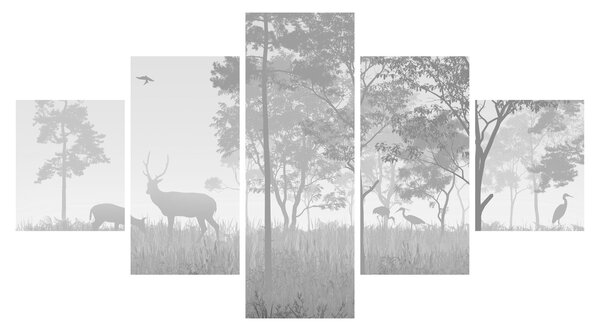 Obraz - Louka s jeleny (125x70 cm)