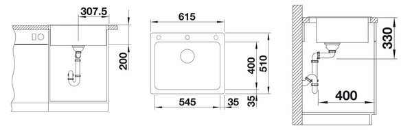 Blanco Naya 6 granitový dřez 61.5x51 cm černá 525941