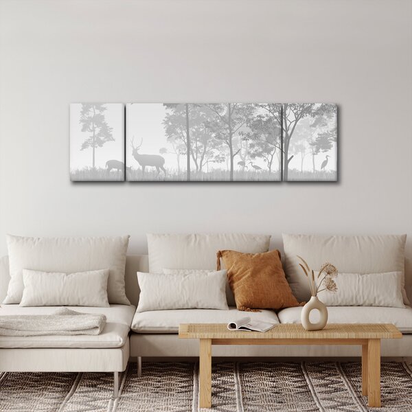 Obraz - Louka s jeleny (170x50 cm)