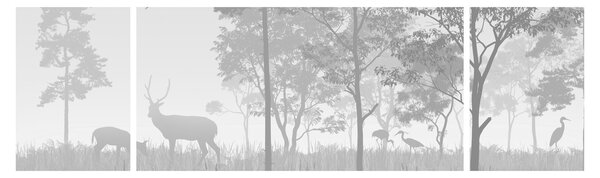 Obraz - Louka s jeleny (170x50 cm)