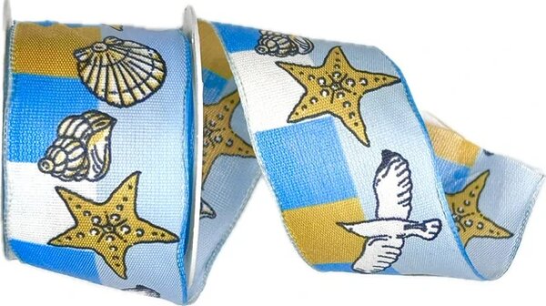 Stuha taftová BEACH LIGHT BLUE světle modrá 40mm x 2m (13,-Kč/m)